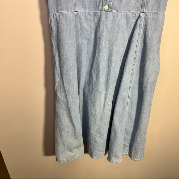 Gap Denim Cami Fit & Flare Dress Smocked Spaghetti Straps Size 8 - Picture 4 of 9